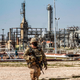 A U.S. infantryman stationed near the Suwaydiyah oil fields in Syria in February 2021.